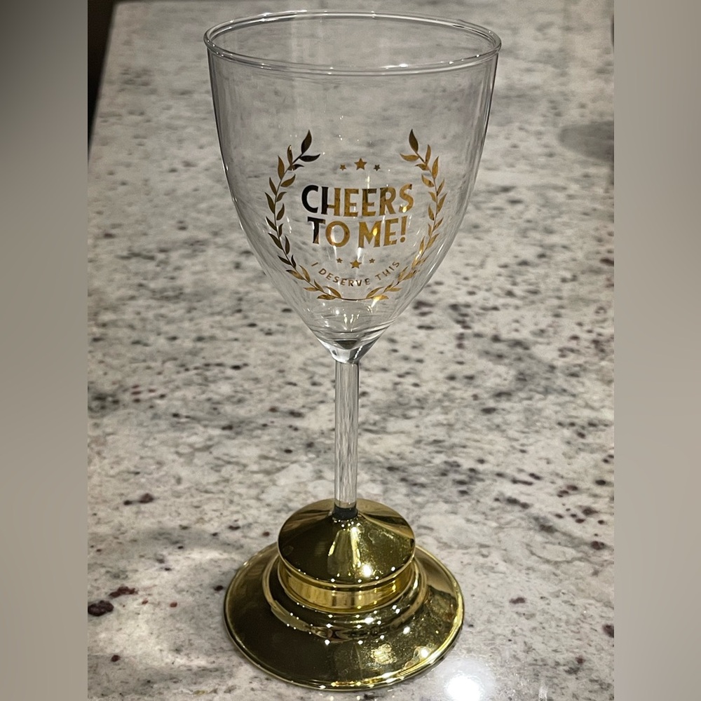 “Cheers to me!” wine glass